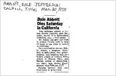 Newspaper clipping about Dale Jefferson Abbott published March 20, 1958
