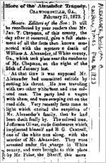 Newspaper clipping about William A. Alexander published February 21, 1873
