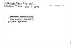 Newspaper clipping about Hans Christian Anderson published August 11, 1875
