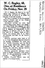 Newspaper clipping about William Chester Bagley published December 4, 1952