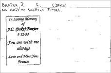 Newspaper clipping about J. C. (Jake) Baxter
