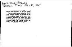 Newspaper clipping about Charles Birchfield published May 29, 1924