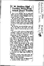 Newspaper clipping about Fred Bolding published January 3, 1924