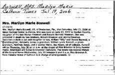 Newspaper clipping about Marilyn Marie Boswell published July 19, 2006