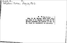 Newspaper clipping about G. M. Boyd published May 10, 1923