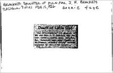 Newspaper clipping about the daughter of Mr. and Mrs. J. H. Brackett published February 16, 1922