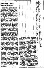 Newspaper clipping about Staff Sgt. (Ret.) Dentis Bridges published July 14, 2004