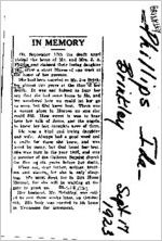 Newspaper clipping about Ida Brinkley published September 17, 1923