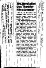 Newspaper clipping about Nellie Blalock Brookshire published July 18, 1963