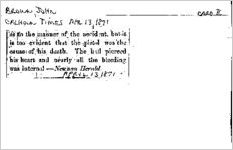 Newspaper clipping about John Brown published April 13, 1871