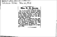 Newspaper clipping aboutMatilda Hayden Brown published December 20, 1923