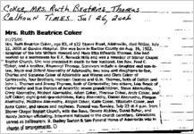 Newspaper clipping about Ruth Beatrice Thomas Coker published July 26, 2006