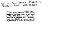Newspaper clipping about Sarah Josephine Collins published April 30, 1925