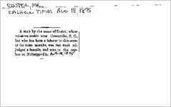 Newspaper clipping about Mr. Coster published August 18, 1875
