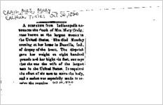 Newspaper clipping about Mary Craig published October 20, 1820