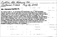 Newspaper clipping about Horace Curtis published August 12, 2006