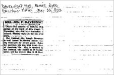 Newspaper clipping about Annie Byrd Davenport published June 22, 1922