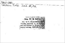 Newspaper clipping about the Davis family published June 29, 1912