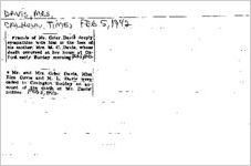 Newspaper clipping about the Davis family published February 5, 1942