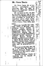 Newspaper clipping about Drew Davis published December 26, 2001