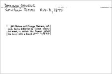 Newspaper clipping about George Dawson published August 11, 1875