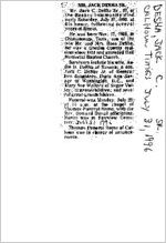 Newspaper clipping about Jack C. Desha published July 31, 1996