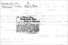 Newspaper clipping about M. J. Dixon published April 13, 1922