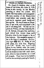 Newspaper clipping about Joseph O. Dobbins published March 13, 1879