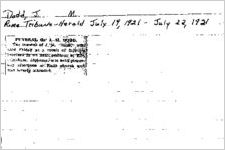 Newspaper clipping about J. M. Dodd published July 19 and 22, 1921