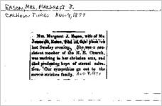 Newspaper clipping about Margaret J. Eason published August 4, 1877