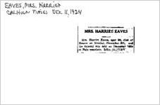 Newspaper clipping about Harriet Eaves published December 11, 1924
