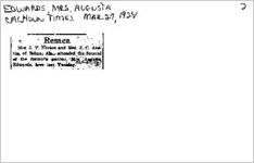 Newspaper clipping about Augusta Edwards published March 27, 1924