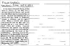 Newspaper clipping about Captain Fields published October 7, 1897
