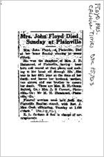 Newspaper clipping about the Floyd family published December 15, 1923