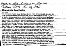 Newspaper clipping about Annie Lou Mealor Foster published July 26, 2006