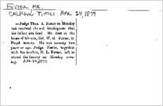 Newspaper clipping about the Foster family published April 24, 1879
