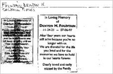 Newspaper clipping about Denton H. Fountain