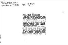 Newspaper clipping about the Freeman family published April 13, 1939
