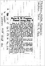 Newspaper clipping about Benjamin W. Freeman published November 16, 1922
