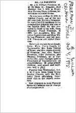 Newspaper clipping about J. B. William Freeman published October 4, 1995