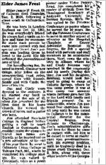 Newspaper clipping about Elder James Frost published December 11, 2004