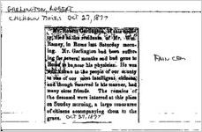 Newspaper clipping about Robert Garlington published October 27, 1877