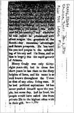 Newspaper clipping about Henry Grady published January 2, 1890