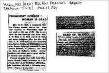 Newspaper clipping aboutEllen Frances Bryant Hall published March 13, 1924