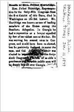 Newspaper clipping about Julian Hartridge published January 16, 1879
