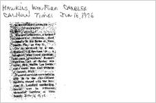 Newspaper clipping about Winford Candler Hawkins published June 16, 1976