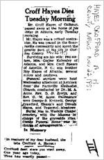 Newspaper clipping about Crofford A. H. Hayes published November 22, 1951