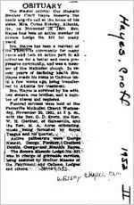 Newspaper clipping about Croff Hayes published January 24, 1952
