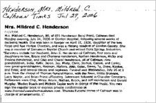 Newspaper clipping about Mildred C. Henderson published July 29, 2006