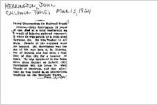 Newspaper clipping about John Herrington published March 13, 1924